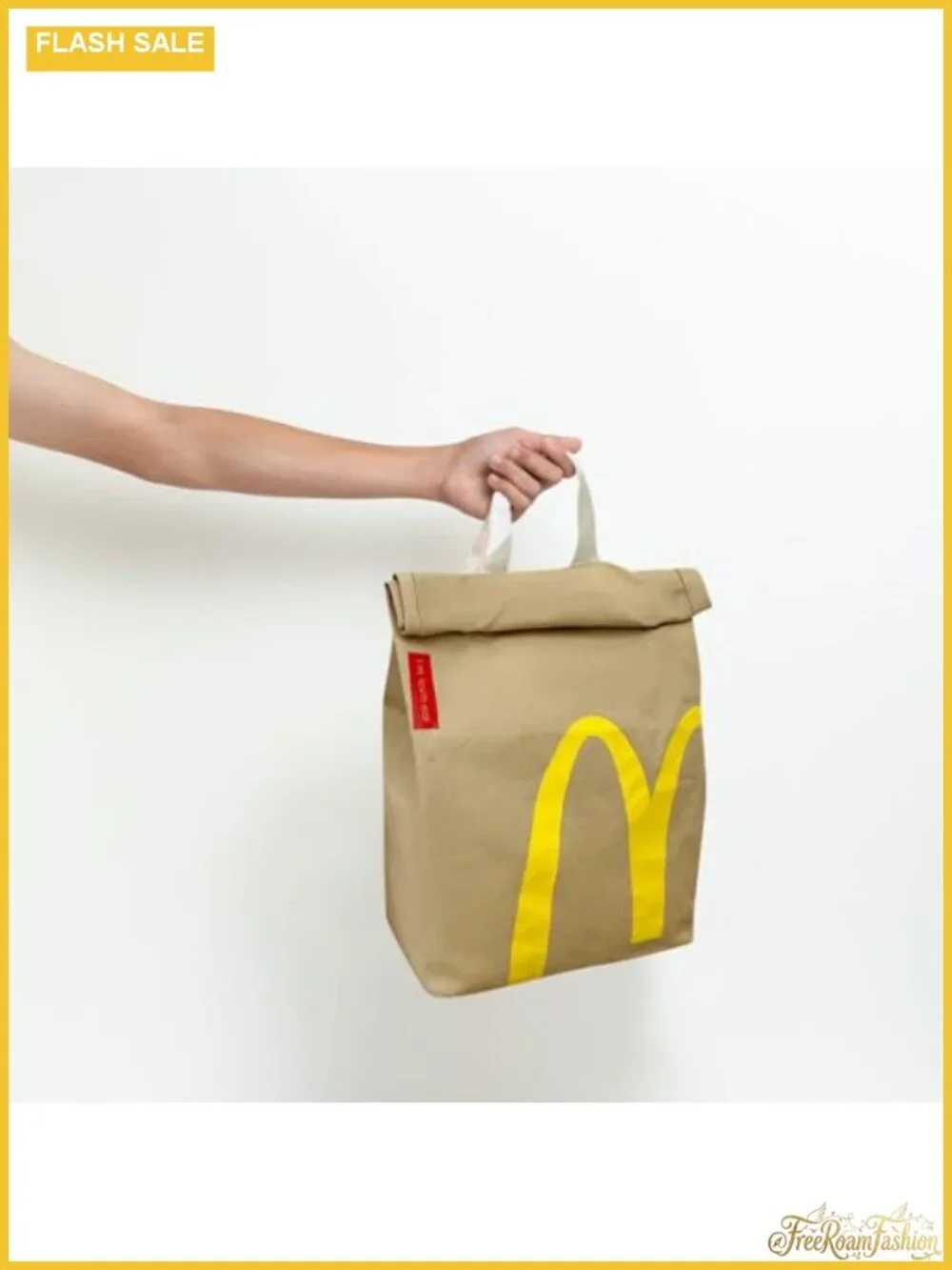Vintage Fast Food Canvas Roll Top Backpack Tote Adjustable Straps